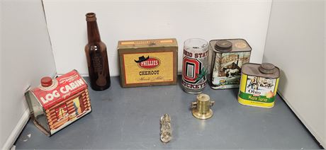 Maple Syrup Cans & engraved beer bottle