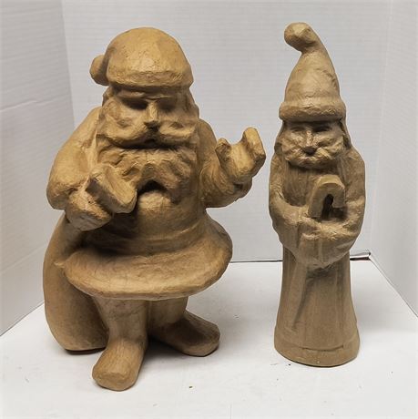 2 Paper Mache Santa Claus
