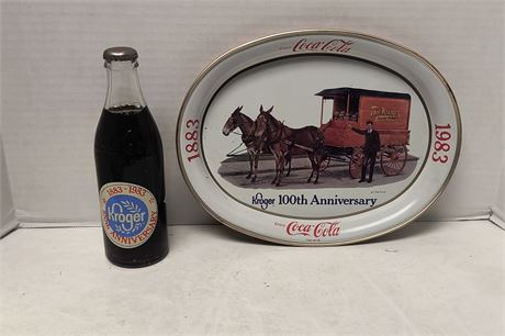 Coke Tray and Pop Bottle