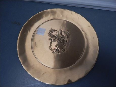 Vintage Handmade Hammered Bronze Round Plate BY Natale Grove City