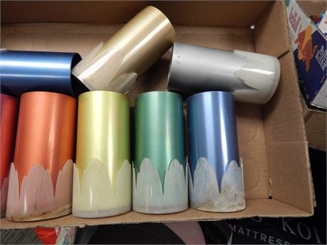 MCM Aluminum Tumbler Glasses With Insert &  Multi Colors. Some Have Wear To Them