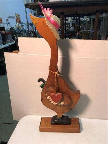 Tall Wooden Goose Deco