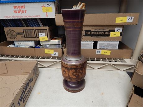 Vintage Hand Carved Wood Vase