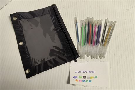 Glitter Pens & Storage Pouch