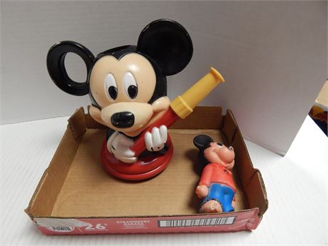 Vintage Mickey Mouse Watering Can & Mickey Mouse Toy