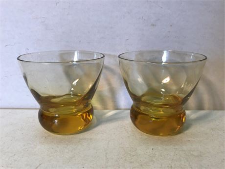 Vintage Amber Yellow Rocks Glasses