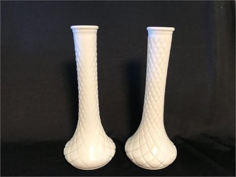Matching Hoosier Milk Glass Vases