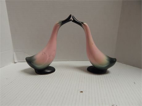 1950's Stanford Sebring Pink & Black Bird Figurines