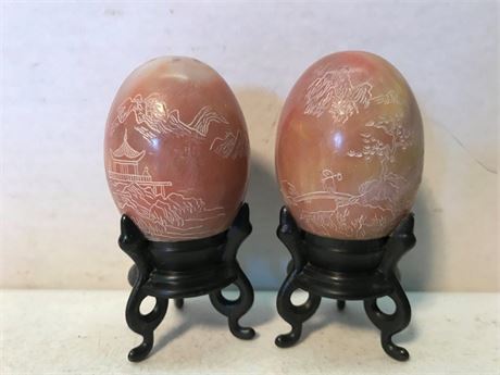 Asian Scenery Etched Salt & Pepper Shakers