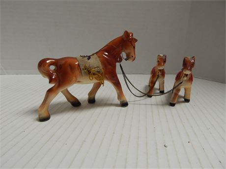 Vintage Glass Horse And Babies