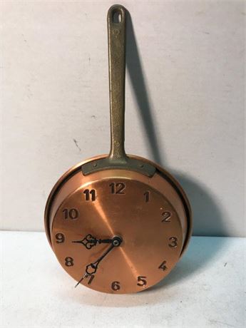 Copper Tone Skillet Wall Clock