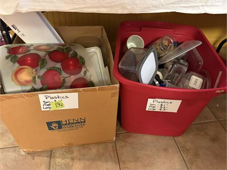 Misc Kitchen Lot, Plastic Containers, Placemats