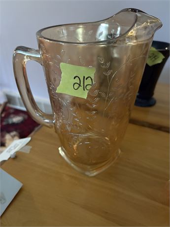 Rose Etched Glass Pitcher