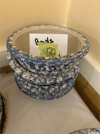 Henn Workshop Stoneware, Blue and Blue Heart Bowls