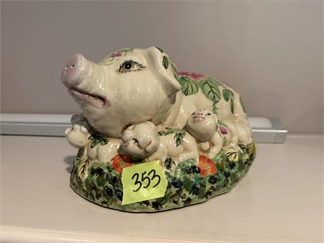 Italian Hand Painted Ceramic Pig