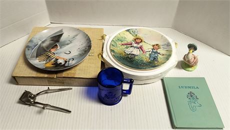 1989 Royal Albert Duck Statue & Humpty Dumpty Cup & Hair Clippers & Misc.