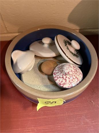 Pottery Lids and Bowl