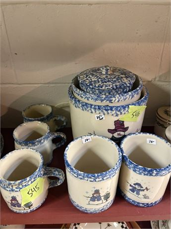 Henn Workshops Snowman Crocks, (Mugs NOT Included)