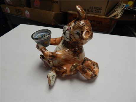 Blue Sky Ceramics Zany Cat Tealight Candle Holder