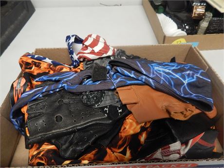 Various Harley Davidson Tie Back Head Bands & Misc. Headbands & Gloves