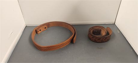 2 Leather Belts With No Belt Buckles