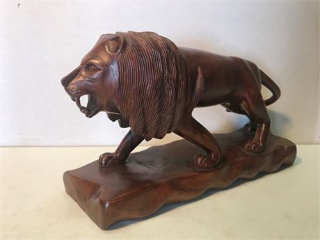 Wood Carved Lion Statue
