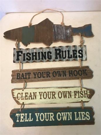 Fishing Rules Deco Sign