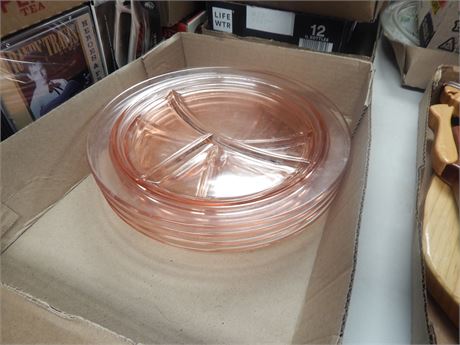 Pink Divided Depression Glass Plates