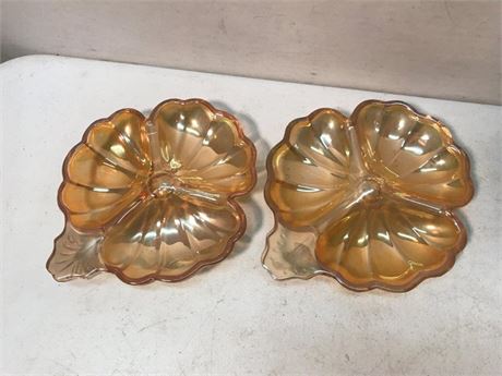 Vintage Anchor Hocking Fire King Peach Luster Clover Plates