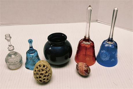 Lot Of Glass Bells & Misc. Glassware