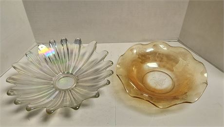 Decorative Glass Bowls. One Bowl Is Chipped