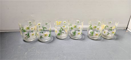 Lot Of Flower Drinking Glasses