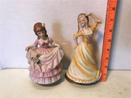 2 Vintage Lady Music Boxes