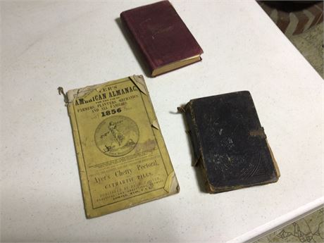 Vintage 1856 Farmers Almanac & 2 Bibles