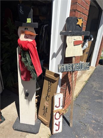 Wood Snowmen, Wood Signs