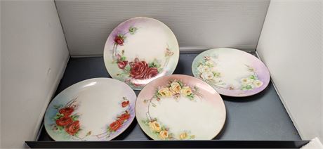 4 Floral Cabinet Plates