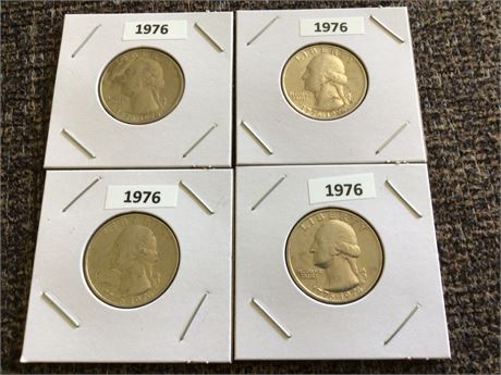 Four 1976 Bicentennial Quarters