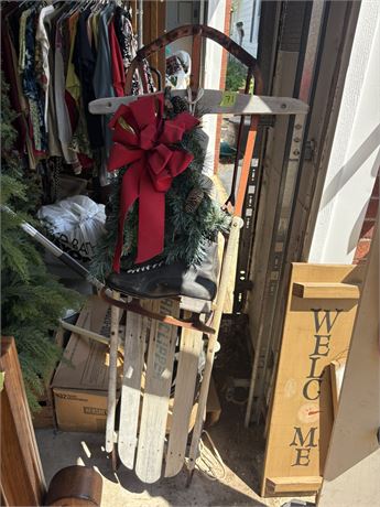 Sled with Wreath and Black Skates