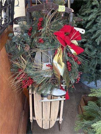 Sled with Wreath and White Skates