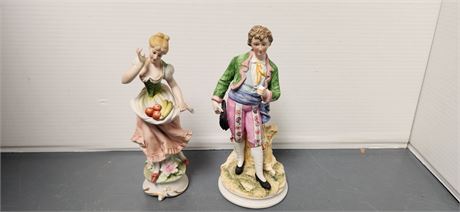 Vintage Victorian Style Figurines. One Marked Lefton