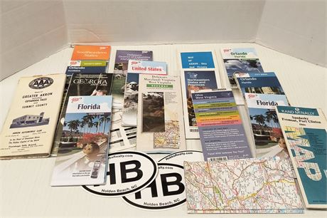 Lot Of Various Road Maps & HB Car Stickers