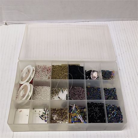 Lot Of Craft Beads & Storage Case
