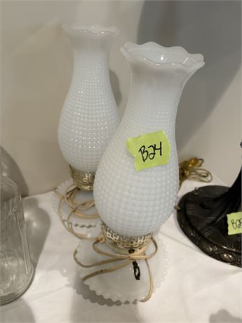 Vintage Hobnail Milk Glass Lamps (2)