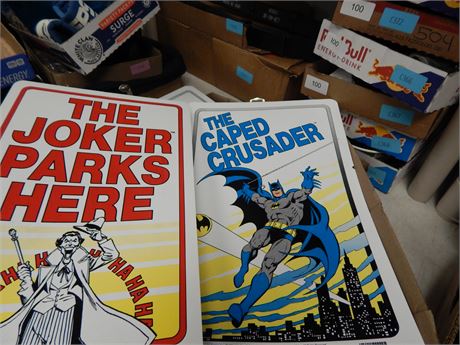 The Joker Parks Here & The Cape Crusader Signs