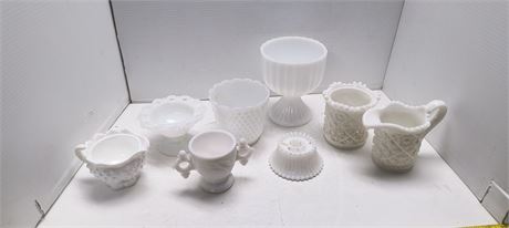 Lot Of Various White Glassware