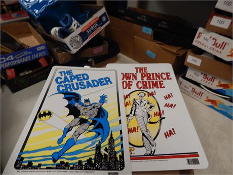 The Cape Crusader & The Clown Prince Of Crime Signs