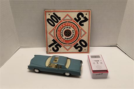 The City Ice & Fuel Co. Sign & Vintage Model Car & SOS Emergency Dialer Alarm