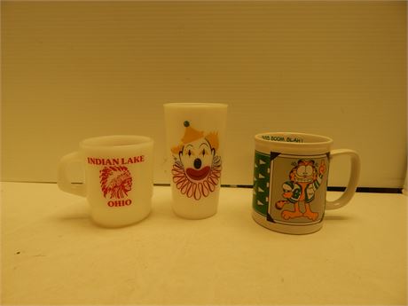 Garfield Cup & Clown Cup & Indian Lake Ohio Cup