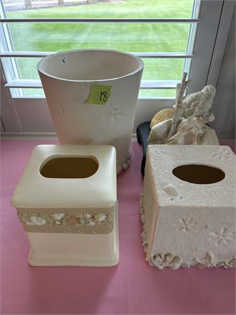 Seashell Decor, Trash Bin, Tissue Boxes