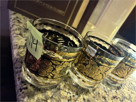 Vintage Gold and Black Floral Glasses